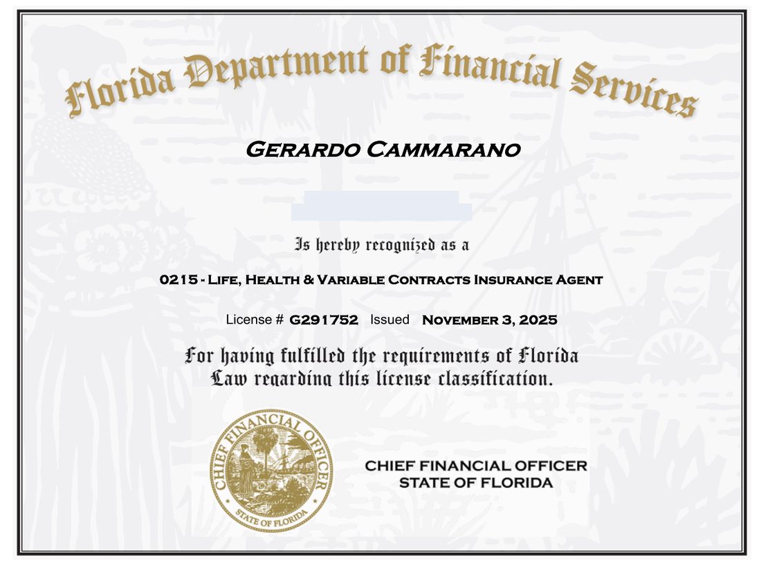 Florida producer license certificate